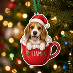 Personalized Pet Ornament – Santa Hat Cocoa Mug