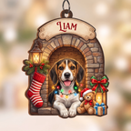 Wood Dog Ornament – Personalized, Fireplace & Stocking