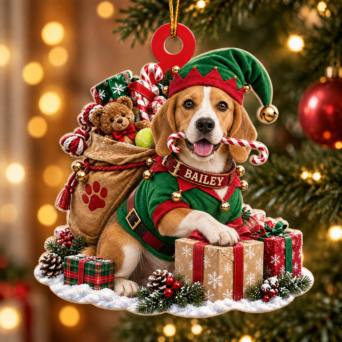 Personalized Dog Christmas Ornament – Santa’s Little Helper Custom Pet Name Ornament