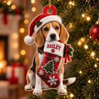 Personalized Dog Christmas Ornament – Custom Pet Name Stocking Ornament