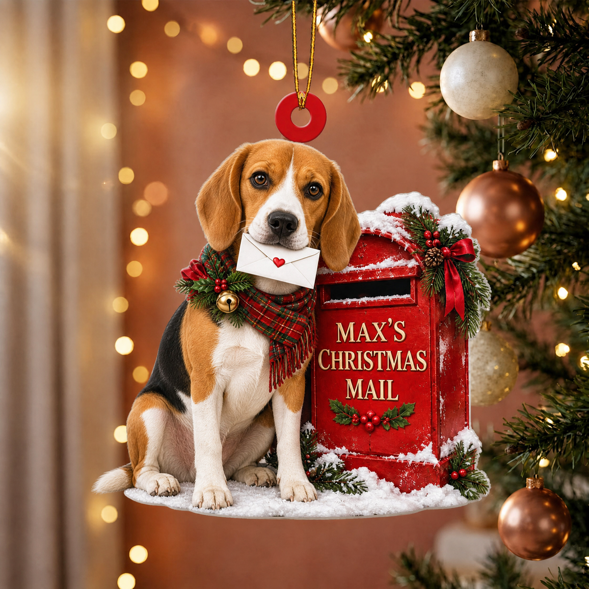 Personalized Dog Christmas Ornament – Custom Pet Name Christmas Mailbox Ornament