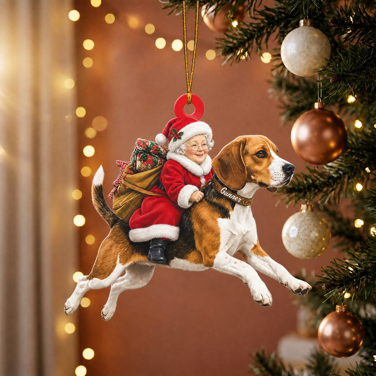 Dog & Mrs. Claus Ornament – Personalized Name