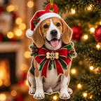 Personalized Dog Christmas Ornament – Custom Pet Name Holiday Bow Ornament