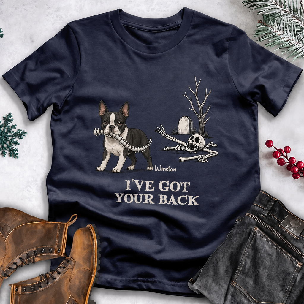 Funny Dog Halloween Shirt – Skeleton Spine Joke, Custom Name