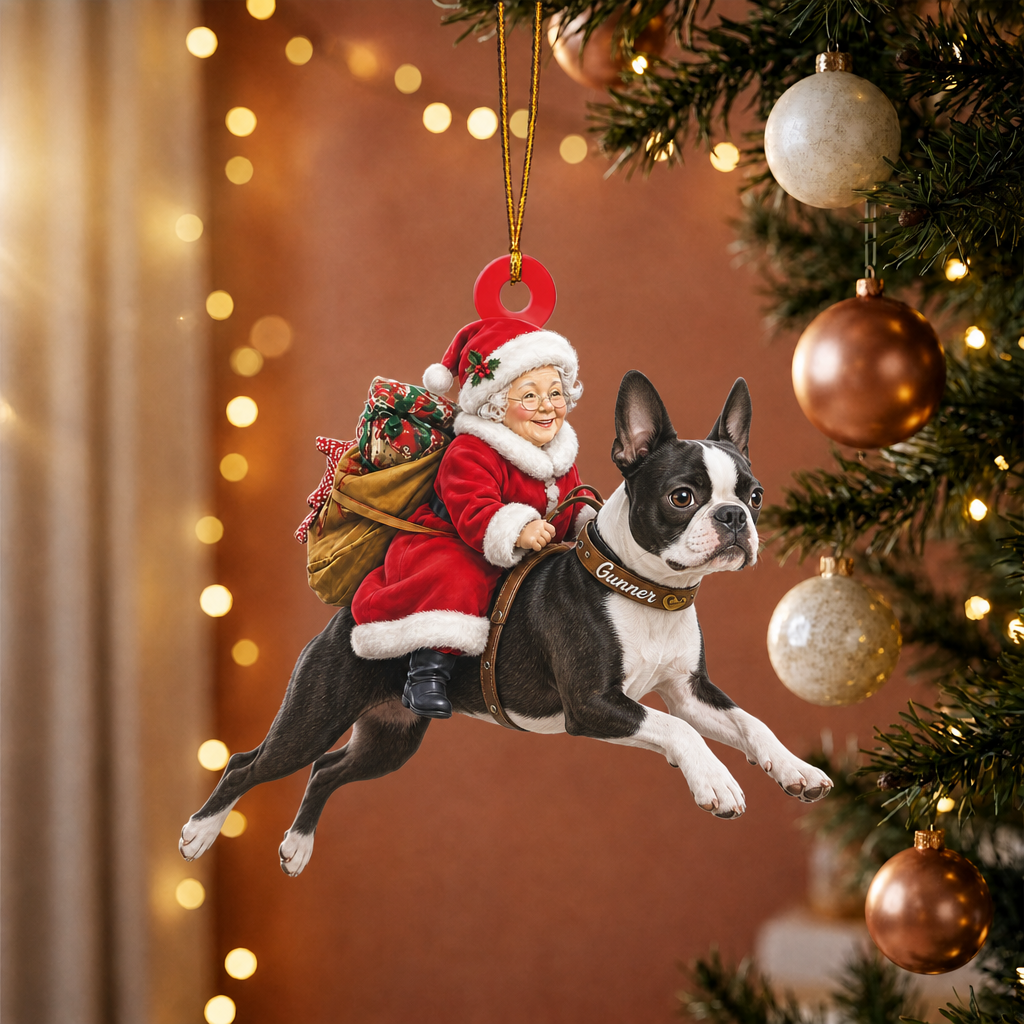 Dog & Mrs. Claus Ornament – Personalized Name