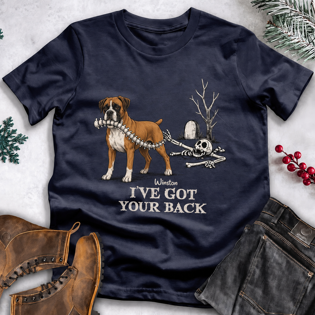 Funny Dog Halloween Shirt – Skeleton Spine Joke, Custom Name