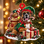 Personalized Dog Christmas Ornament – Santa’s Little Helper Custom Pet Name Ornament