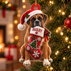 Personalized Dog Christmas Ornament – Custom Pet Name Stocking Ornament
