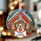 Personalized Dog Ornament – Christmas Cottage House
