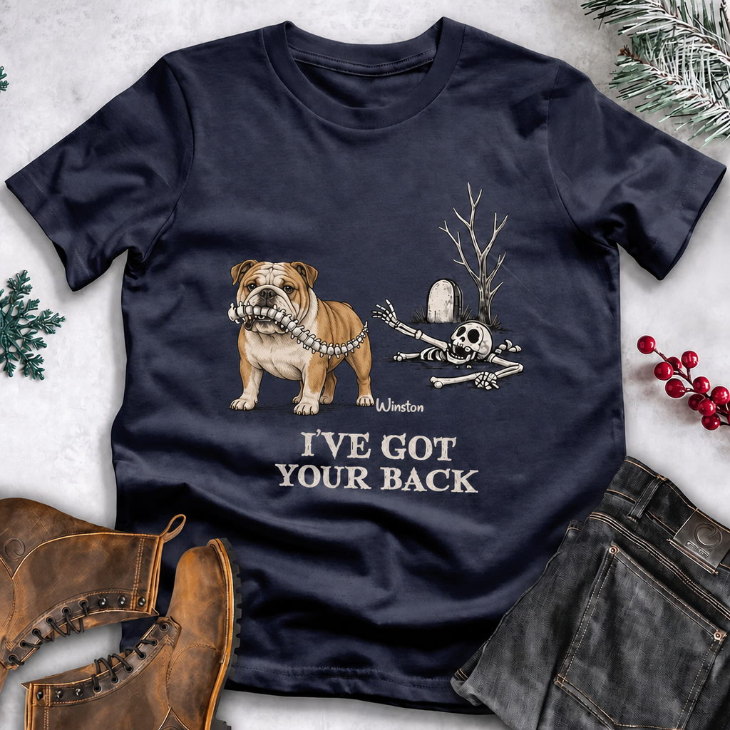 Funny Dog Halloween Shirt – Skeleton Spine Joke, Custom Name