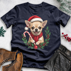 Dog Lover Christmas T-Shirt – Santa Hat, Scarf & Candy Cane