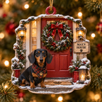 Personalized Dog Christmas Ornament – Custom Pet Name Holiday Door Wreath Ornament
