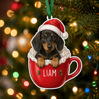 Personalized Pet Ornament – Santa Hat Cocoa Mug