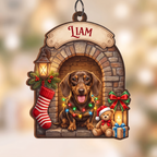 Wood Dog Ornament – Personalized, Fireplace & Stocking