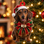 Personalized Dog Christmas Ornament – Custom Pet Name Holiday Bow Ornament