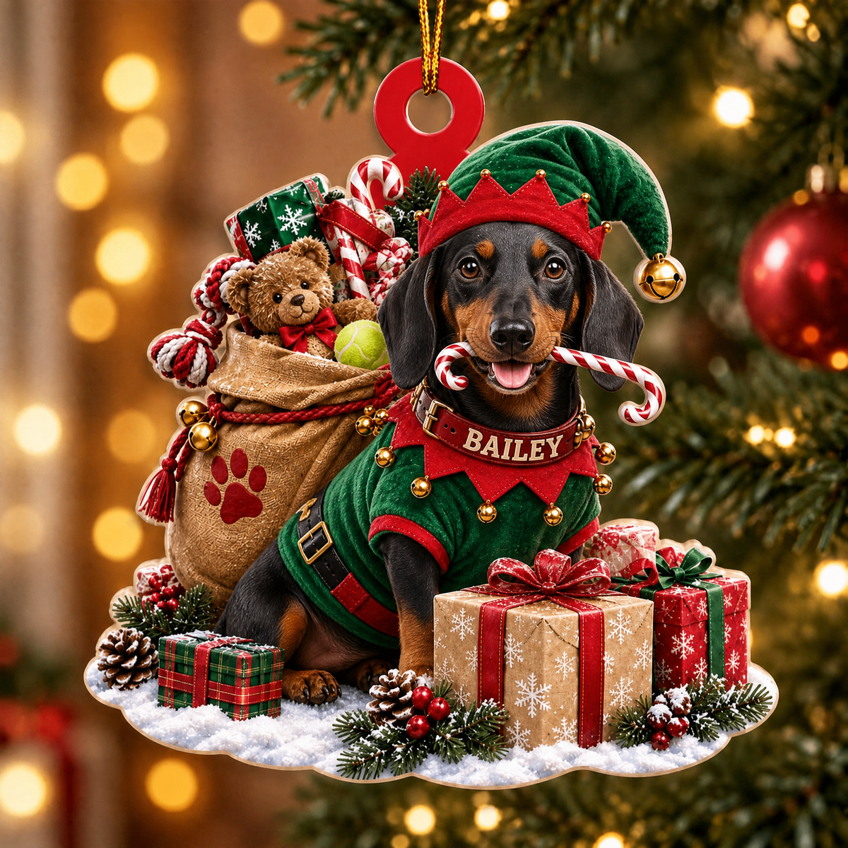 Personalized Dog Christmas Ornament – Santa’s Little Helper Custom Pet Name Ornament