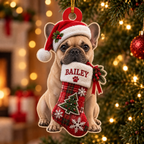 Personalized Dog Christmas Ornament – Custom Pet Name Stocking Ornament