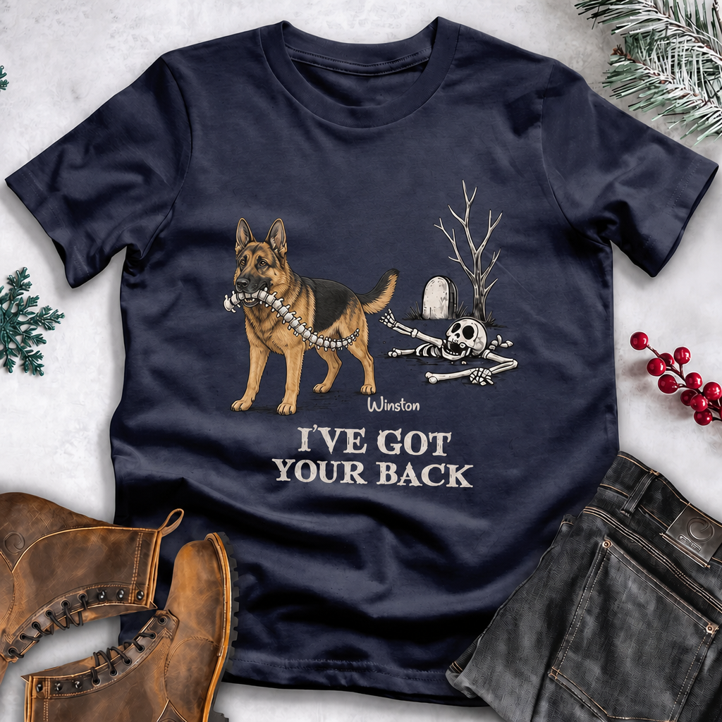 Funny Dog Halloween Shirt – Skeleton Spine Joke, Custom Name