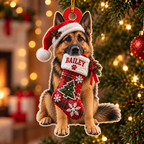 Personalized Dog Christmas Ornament – Custom Pet Name Stocking Ornament