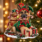 Personalized Dog Christmas Ornament – Santa’s Little Helper Custom Pet Name Ornament