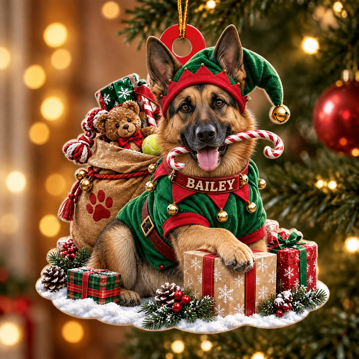 Personalized Dog Christmas Ornament – Santa’s Little Helper Custom Pet Name Ornament