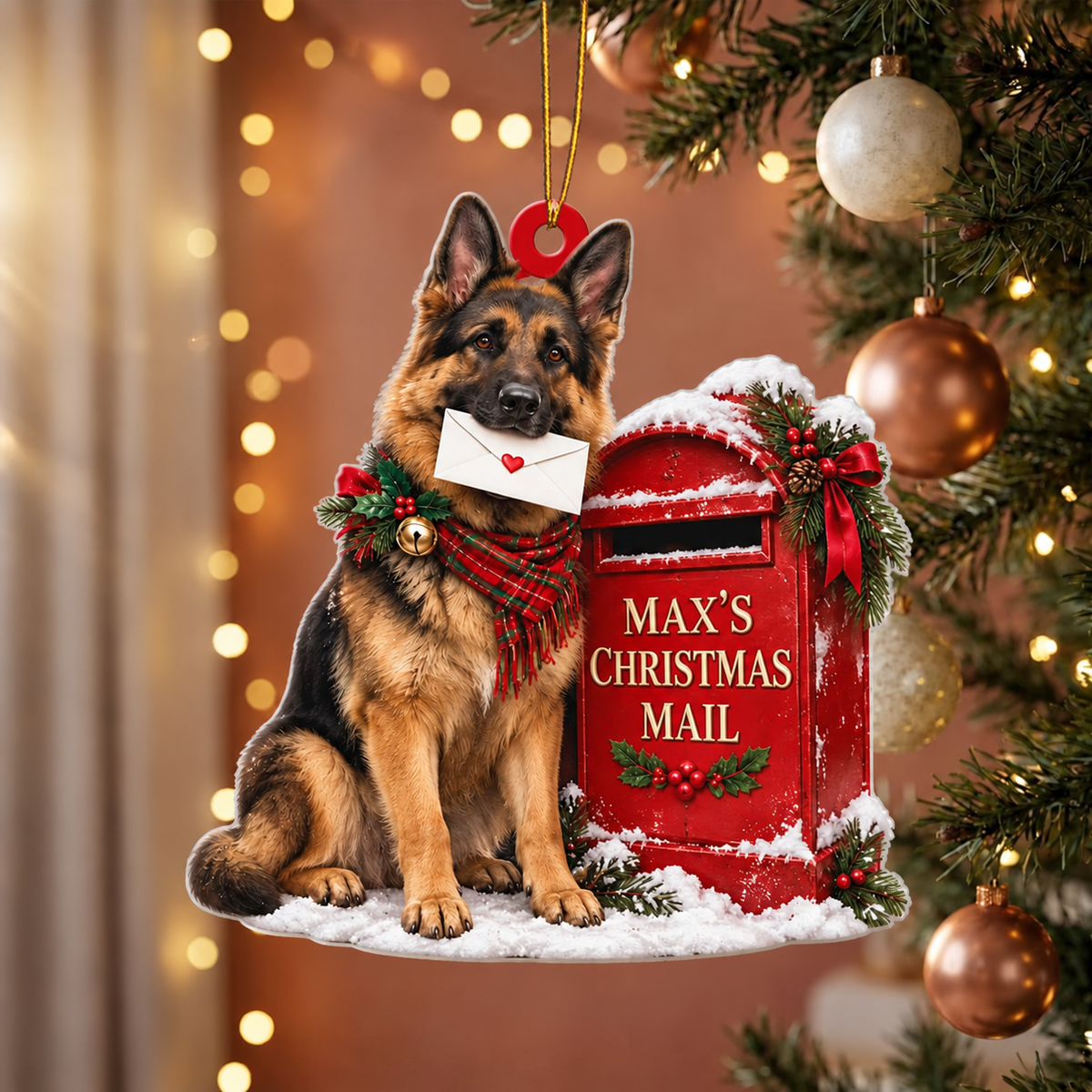 Personalized Dog Christmas Ornament – Custom Pet Name Christmas Mailbox Ornament