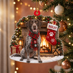 Personalized Dog Christmas Ornament – Custom Pet Name Stocking by the Fireplace Ornament