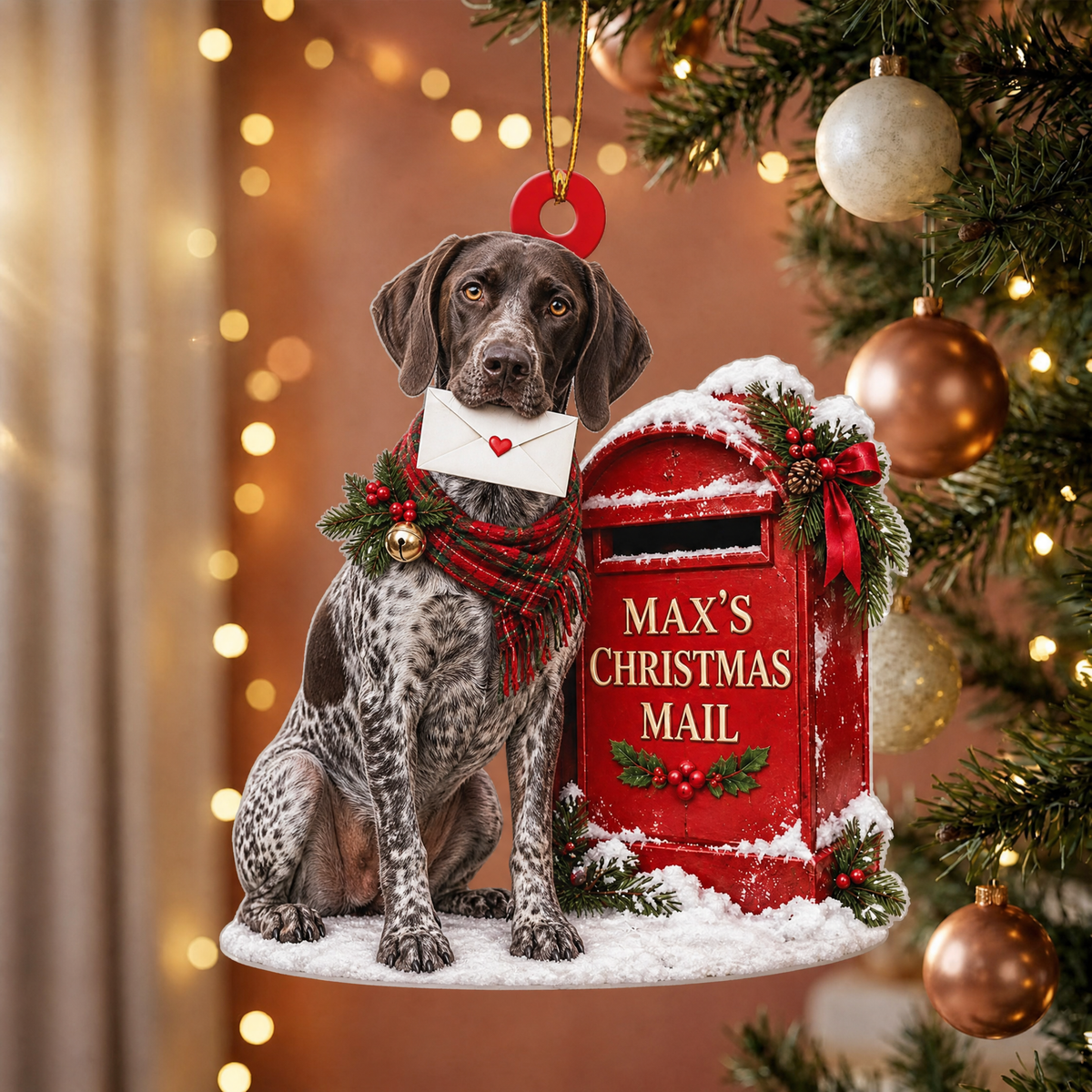 Personalized Dog Christmas Ornament – Custom Pet Name Christmas Mailbox Ornament
