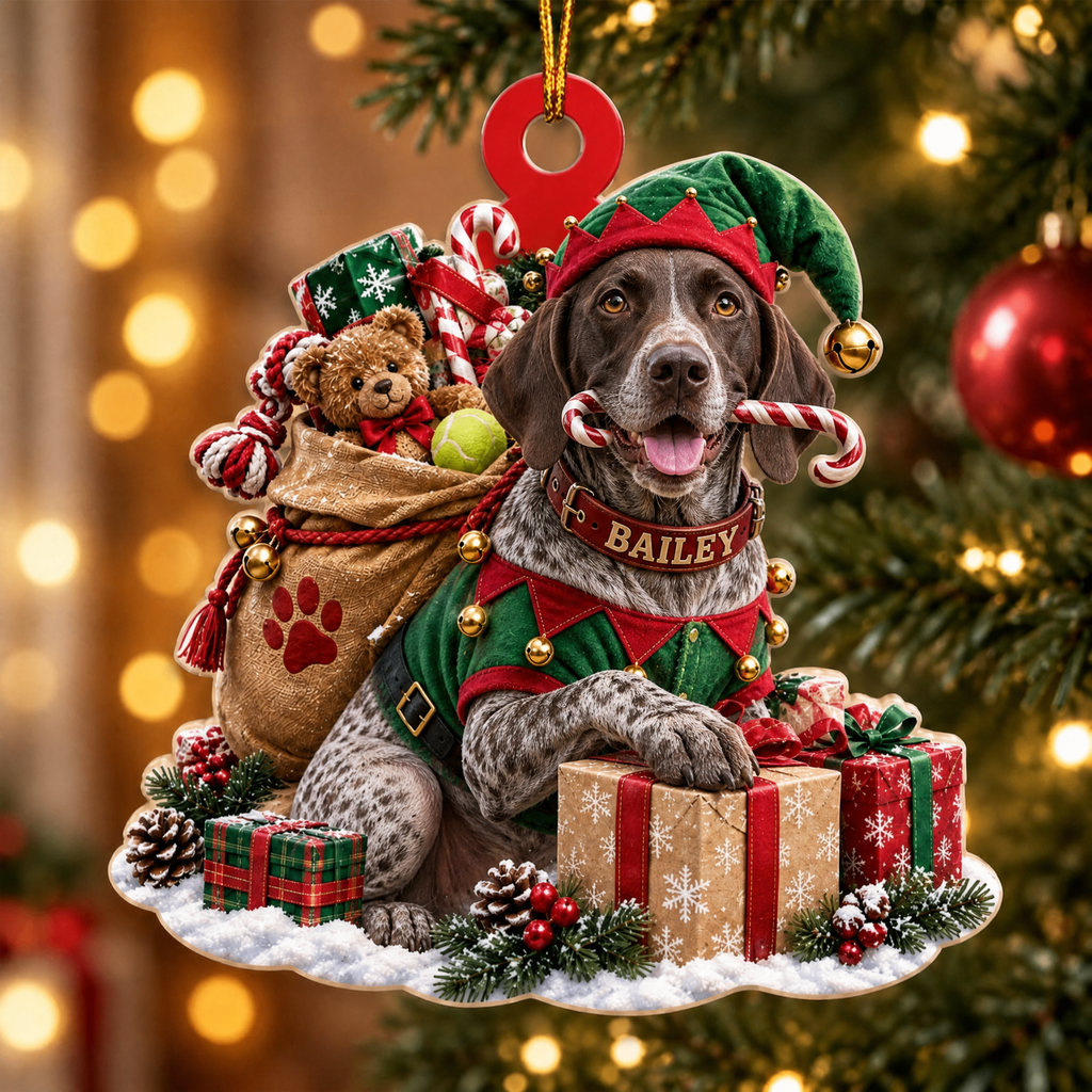 Personalized Dog Christmas Ornament – Santa’s Little Helper Custom Pet Name Ornament