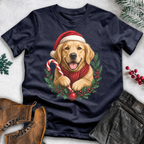 Dog Lover Christmas T-Shirt – Santa Hat, Scarf & Candy Cane