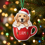 Personalized Pet Ornament – Santa Hat Cocoa Mug