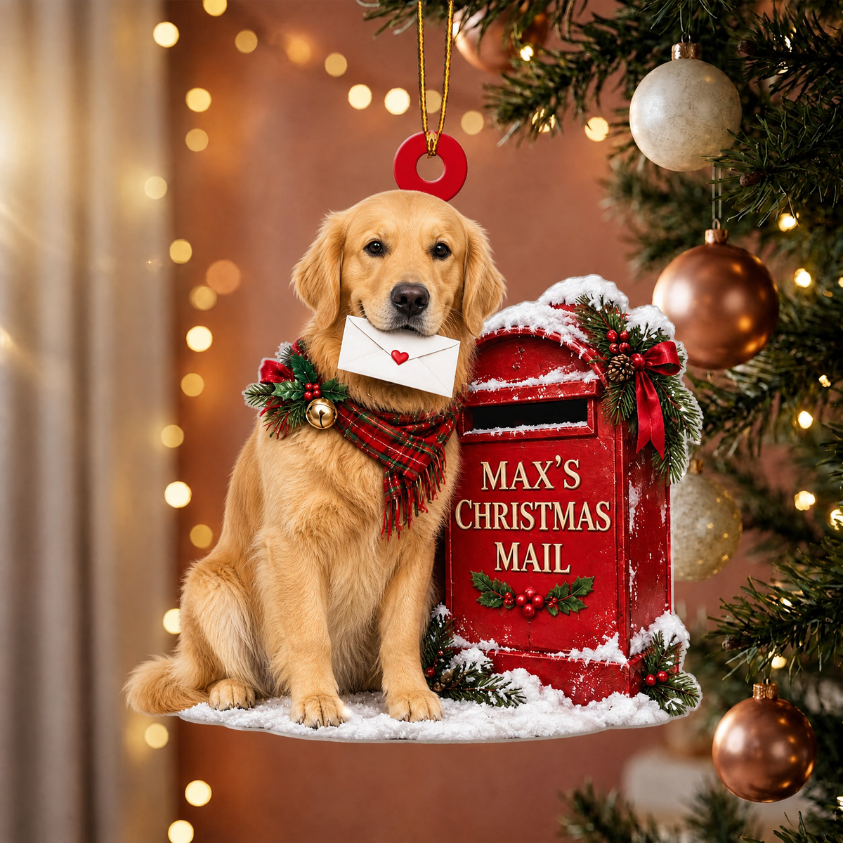 Personalized Dog Christmas Ornament – Custom Pet Name Christmas Mailbox Ornament