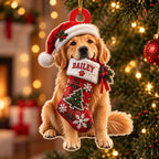 Personalized Dog Christmas Ornament – Custom Pet Name Stocking Ornament