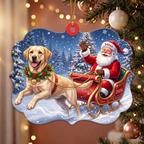 Custom Pet Ornament – Santa's Sleigh, Dual Name Personalization