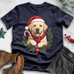 Dog Lover Christmas T-Shirt – Santa Hat, Scarf & Candy Cane
