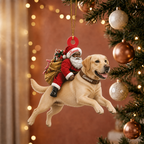 Black Santa's Dog Express Custom Name Ornament