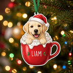 Personalized Pet Ornament – Santa Hat Cocoa Mug