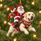 Flying High With Santa – Custom Name Dog Ornament
