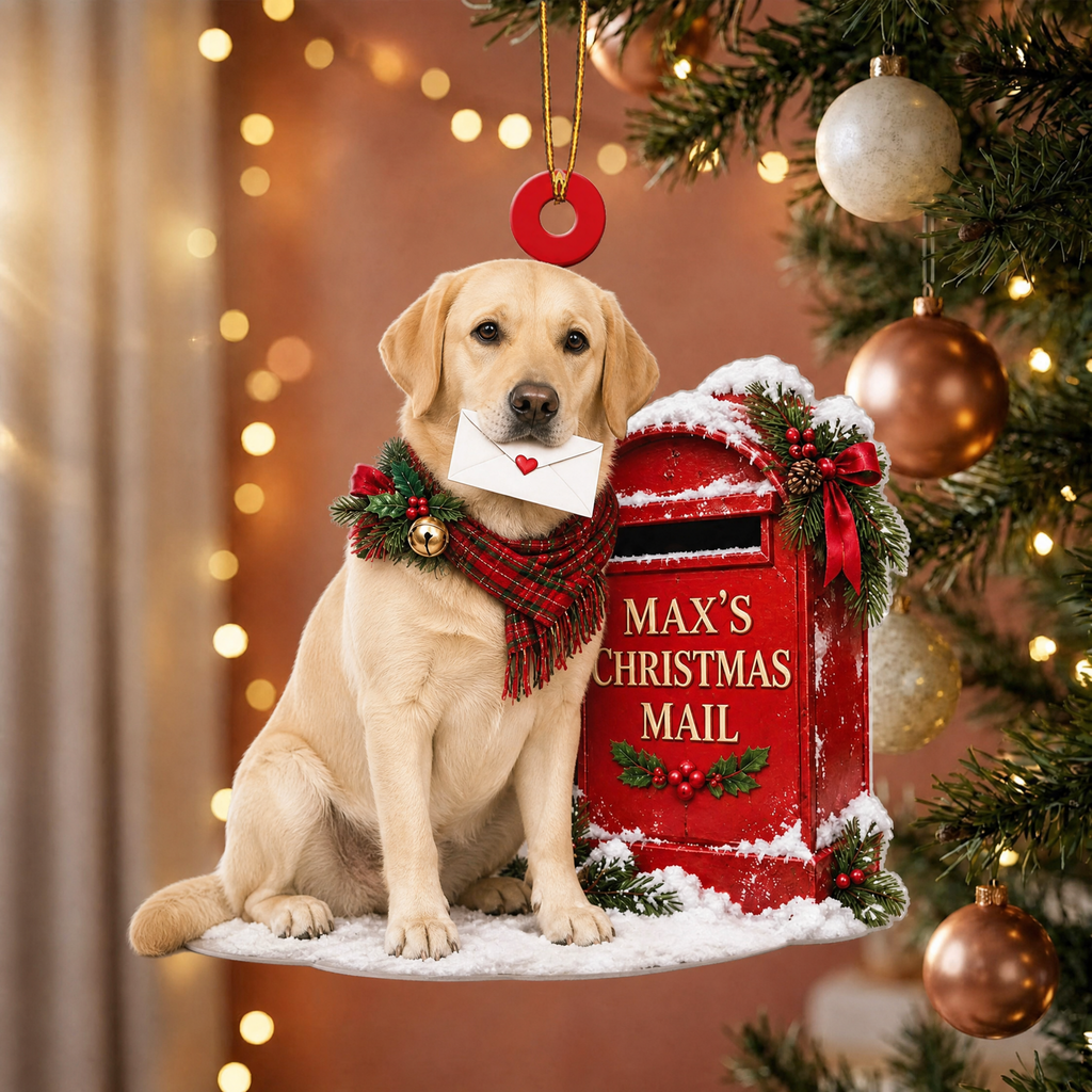 Personalized Dog Christmas Ornament – Custom Pet Name Christmas Mailbox Ornament
