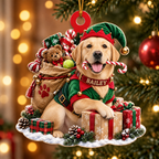 Personalized Dog Christmas Ornament – Santa’s Little Helper Custom Pet Name Ornament