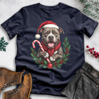 Dog Lover Christmas T-Shirt – Santa Hat, Scarf & Candy Cane