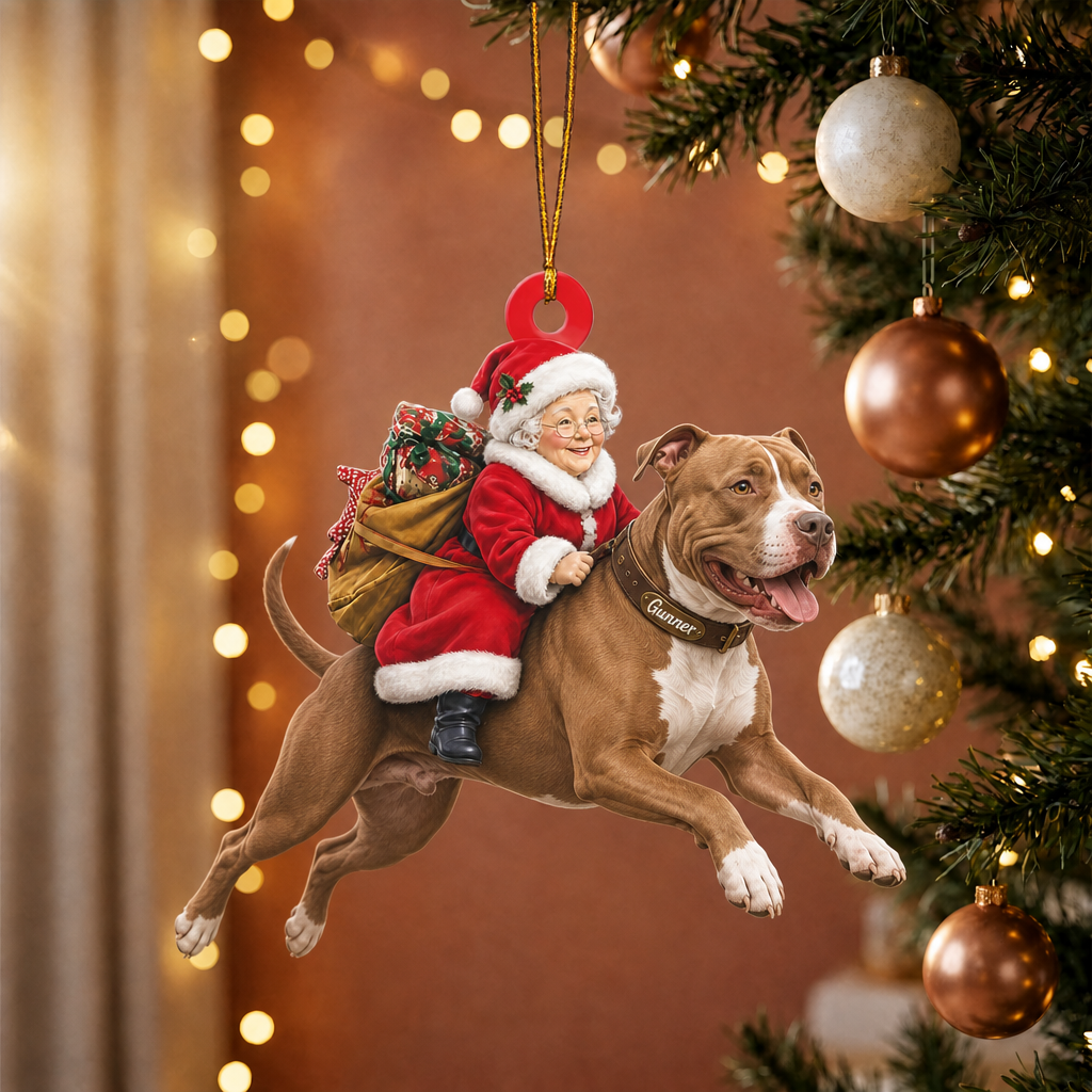 Dog & Mrs. Claus Ornament – Personalized Name