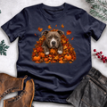 Fall Season Dog T-Shirt – Leaves & Pumpkins