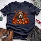 Fall Season Dog T-Shirt – Leaves & Pumpkins