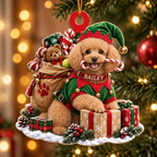 Personalized Dog Christmas Ornament – Santa’s Little Helper Custom Pet Name Ornament