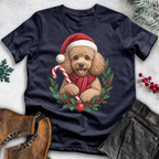 Dog Lover Christmas T-Shirt – Santa Hat, Scarf & Candy Cane