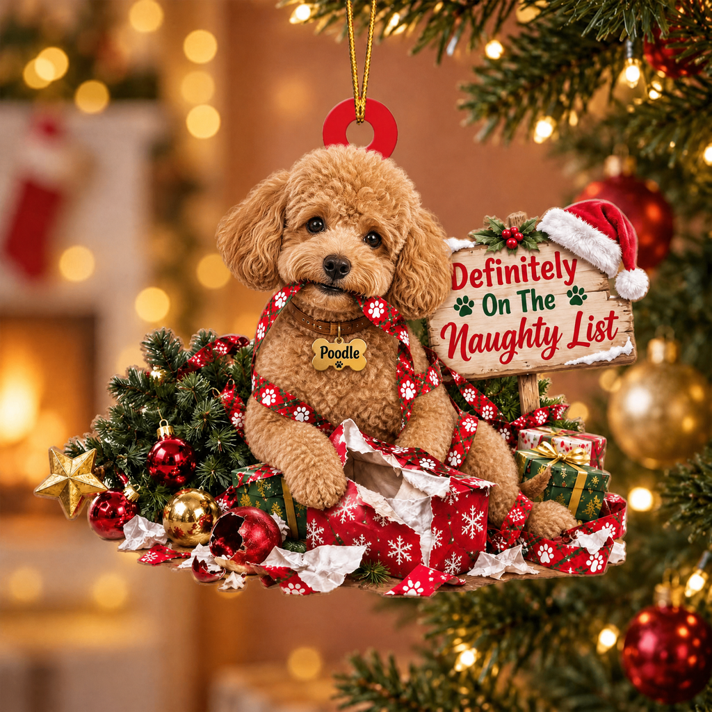 Personalized Dog Christmas Ornament – Definitely on the Naughty List Ornament