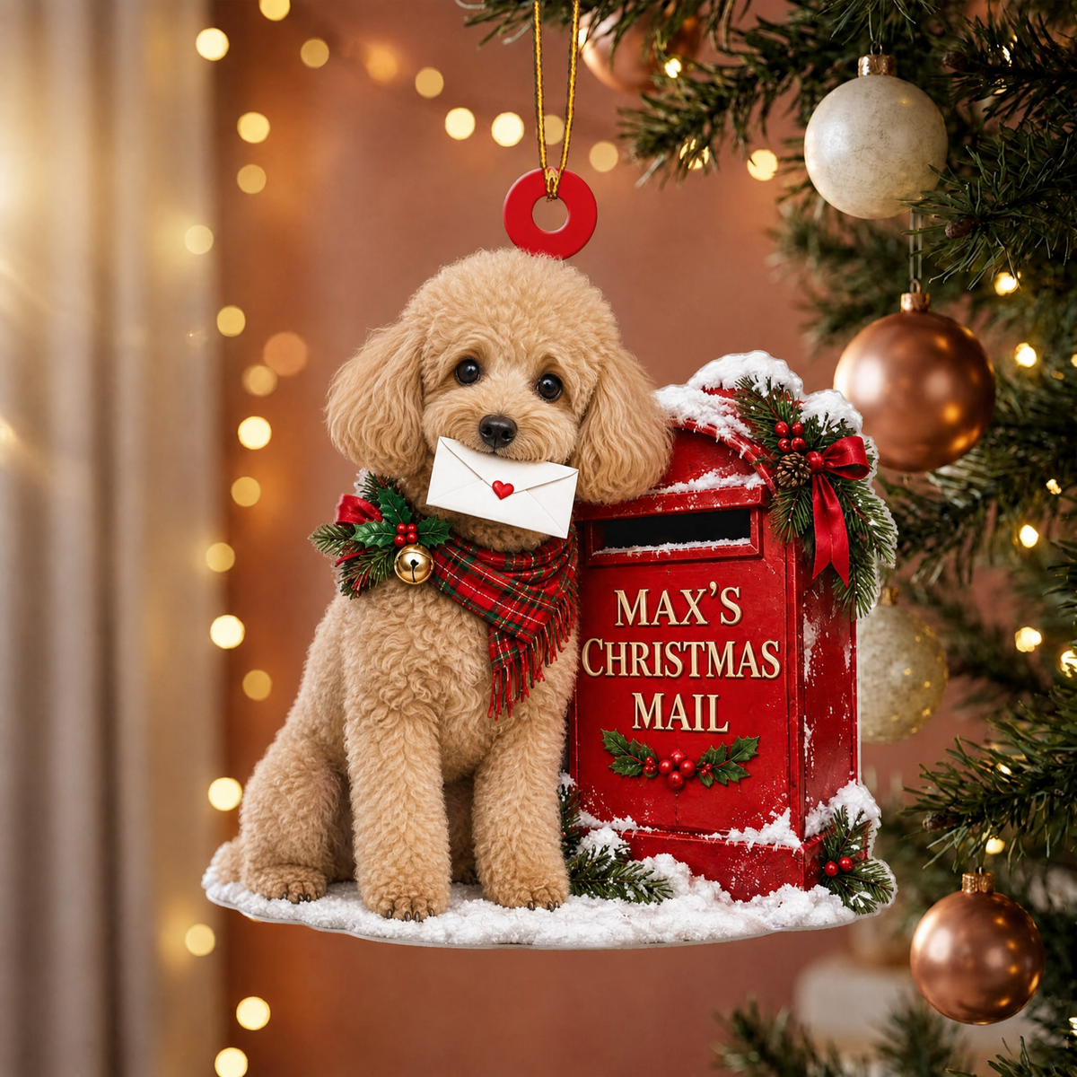 Personalized Dog Christmas Ornament – Custom Pet Name Christmas Mailbox Ornament