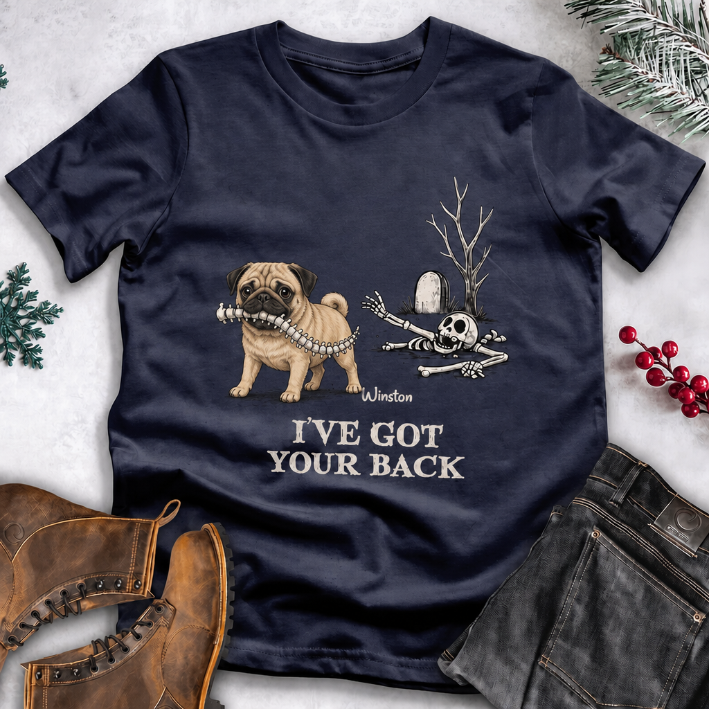 Funny Dog Halloween Shirt – Skeleton Spine Joke, Custom Name