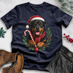 Dog Lover Christmas T-Shirt – Santa Hat, Scarf & Candy Cane